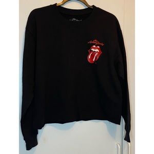 Rolling Stones Black Cropped Sweatshirt